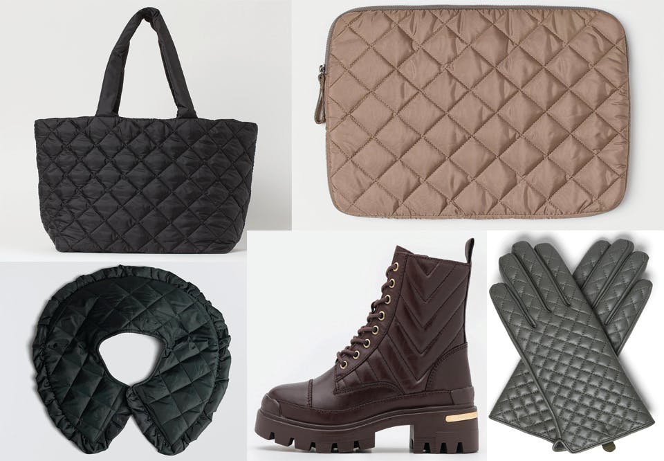 QUILTET TILBEHØR shopper laptopveske hansker boots karge quiltet hm inwear aldo zalando gina tricot
